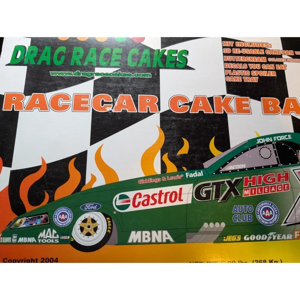 Drag Race Cakes, NHRA Race Car Baking Kit John Force Racing Cake Pan